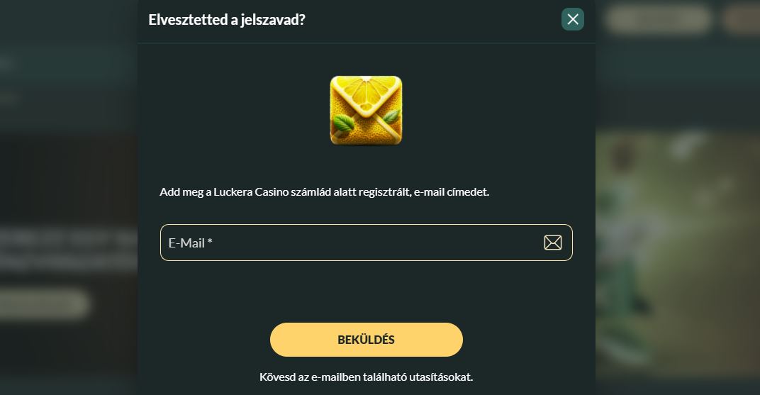 Kérj új jelszót a Lemon Casino weboldalán e-mail megadásával