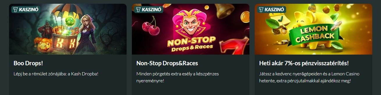 Válassz különböző promóciókat és cashback ajánlatokat a Lemon Casinónál